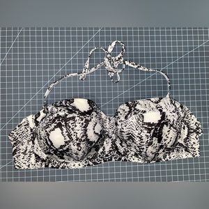 ASOS Swim US 32I black and white snake print halter top bikini